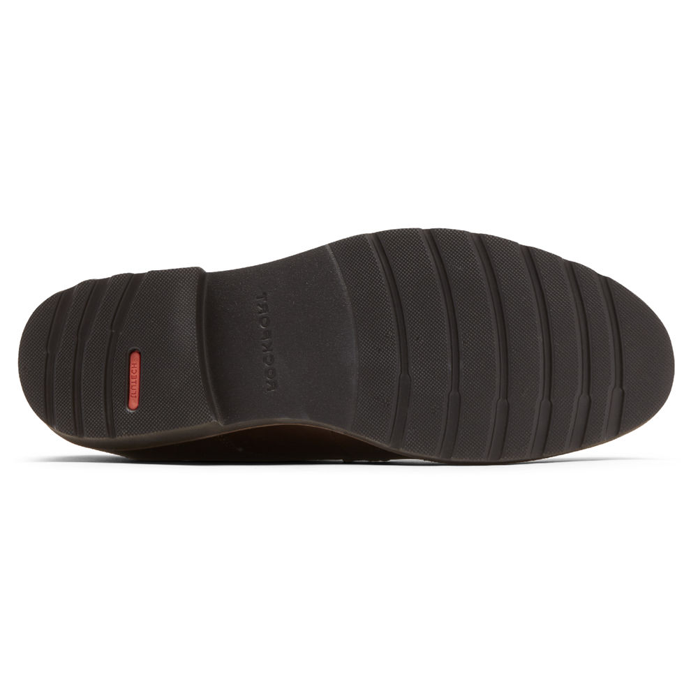 Oksfordki Rockport Męskie Ciemny Brązowe - Sharp & Ready 2 Cap Toe - OZ4728960